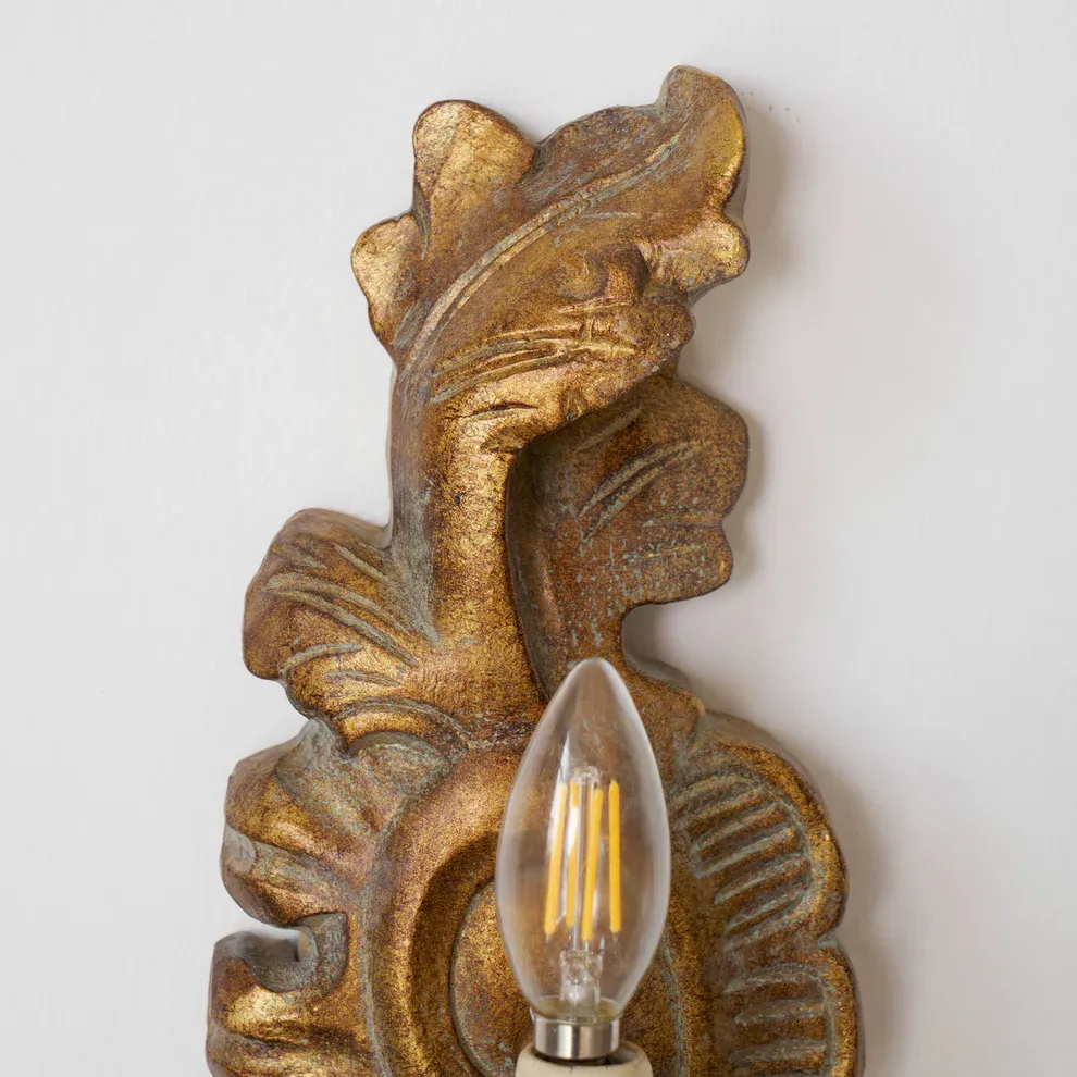 Alessio Vintage Metal Wood Old White Antique Gold Old Grey Wall Lamp Dining Room
