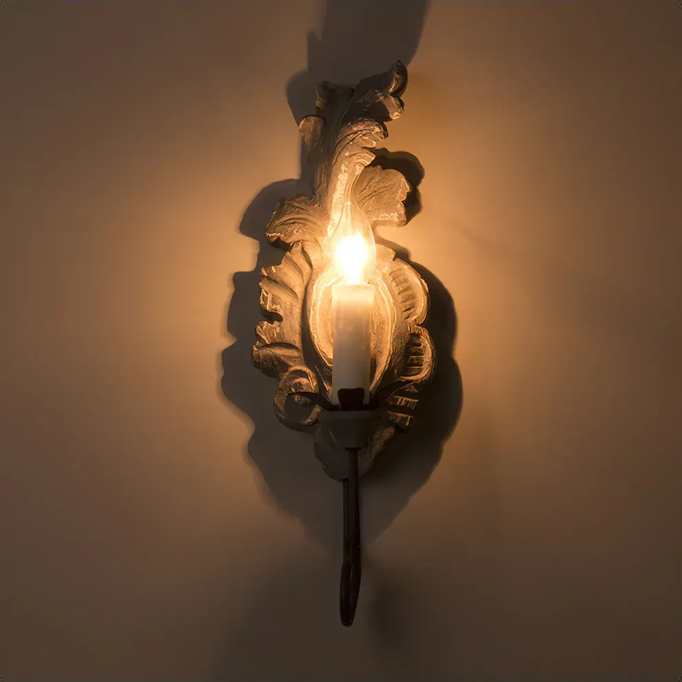 Alessio Vintage Metal Wood Old White Antique Gold Old Grey Wall Lamp Dining Room