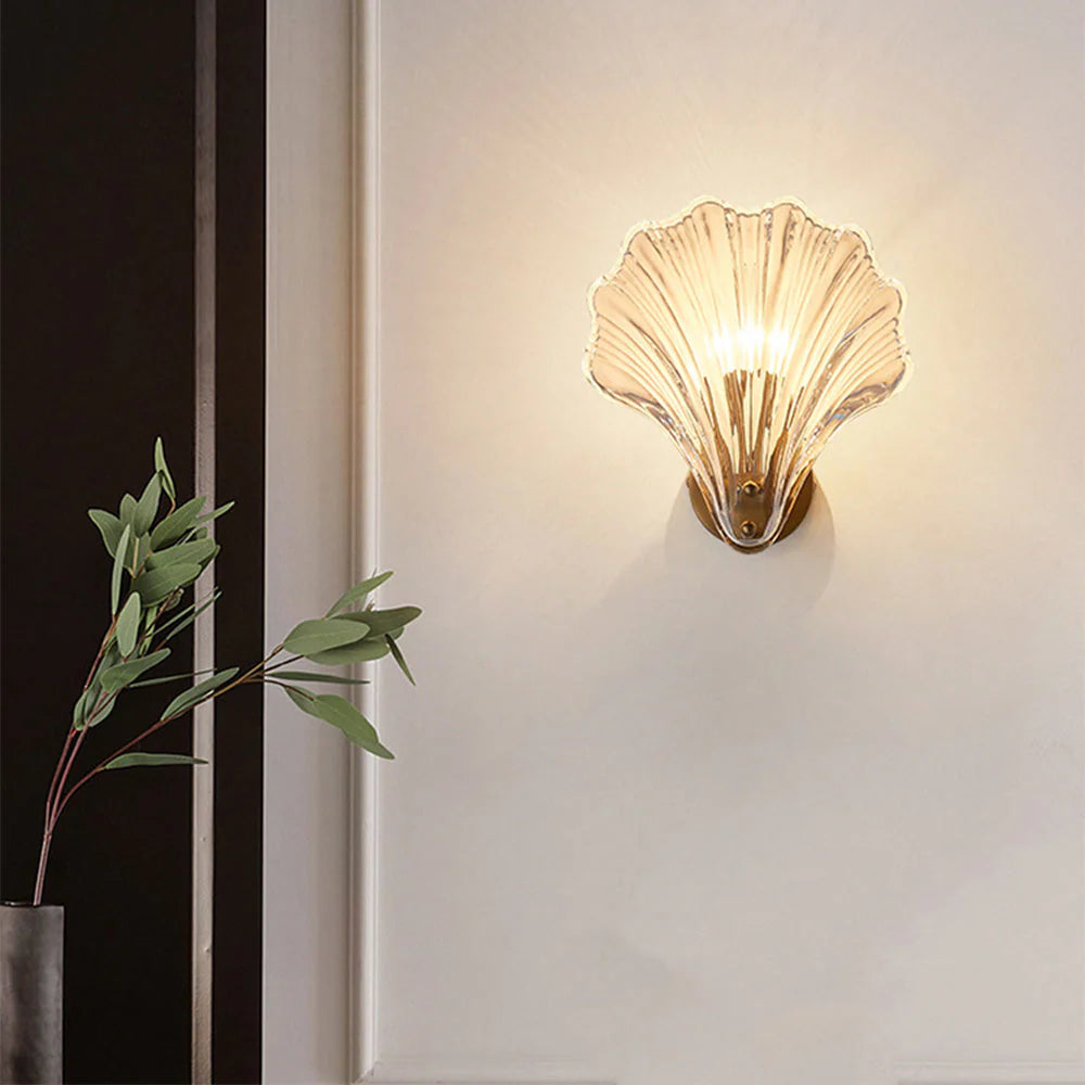 Veta Wall Lamp - Shell Glass Shade, bedroom lighting