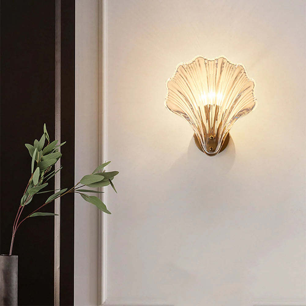 Veta Wall Lamp - Shell Glass Shade, bedroom lighting