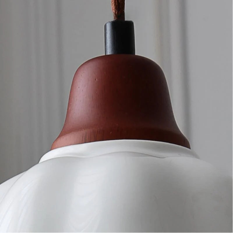 Alessio Flower Pendant Light - Walnut and Ceramic Fixture