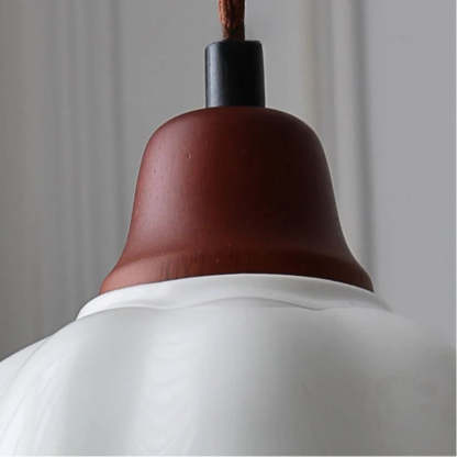 Alessio Flower Pendant Light - Walnut and Ceramic Fixture
