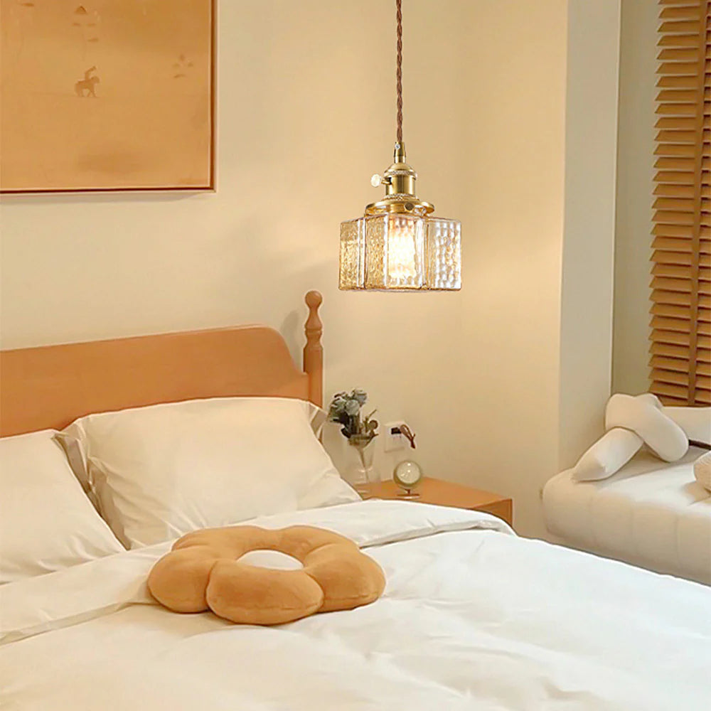 Bedroom with Alessio Vintage Scent Bottle LED Pendant Light