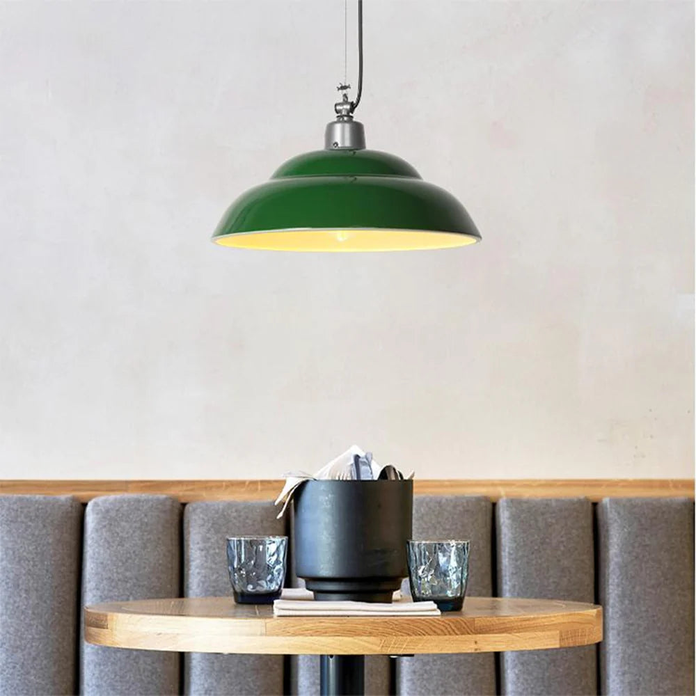 Green Hailie pendant light in dining setting
