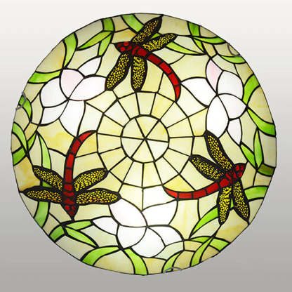 Eryn Vintage Multicolor Glass Ceiling Light with Dragonfly Design