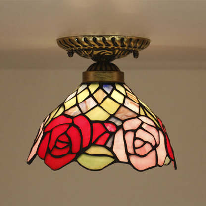 Eryn Vintage Rose Bowl Ceiling Light, floral design