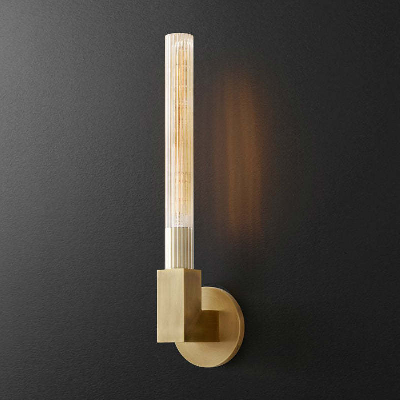 Quinn Nordic Metal Glass Wall Lamp with Brass Finish