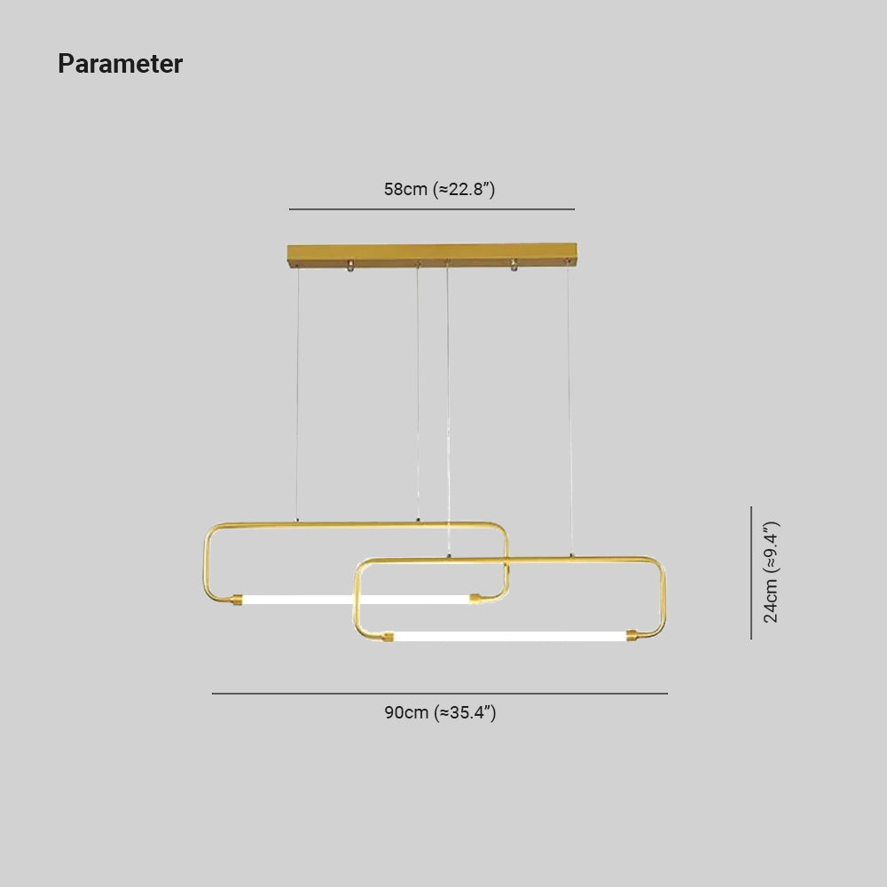 Bouvet Pendant Light Dimensions - Double Rectangular Metal Fixture