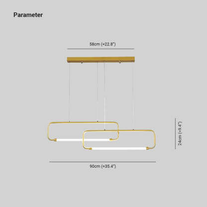 Bouvet Pendant Light Dimensions - Double Rectangular Metal Fixture