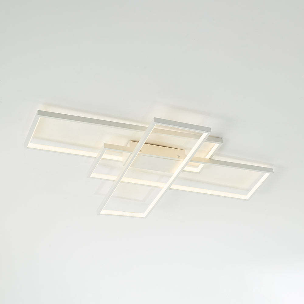 White rectangular LED ceiling light. Modern flush mount lighting.