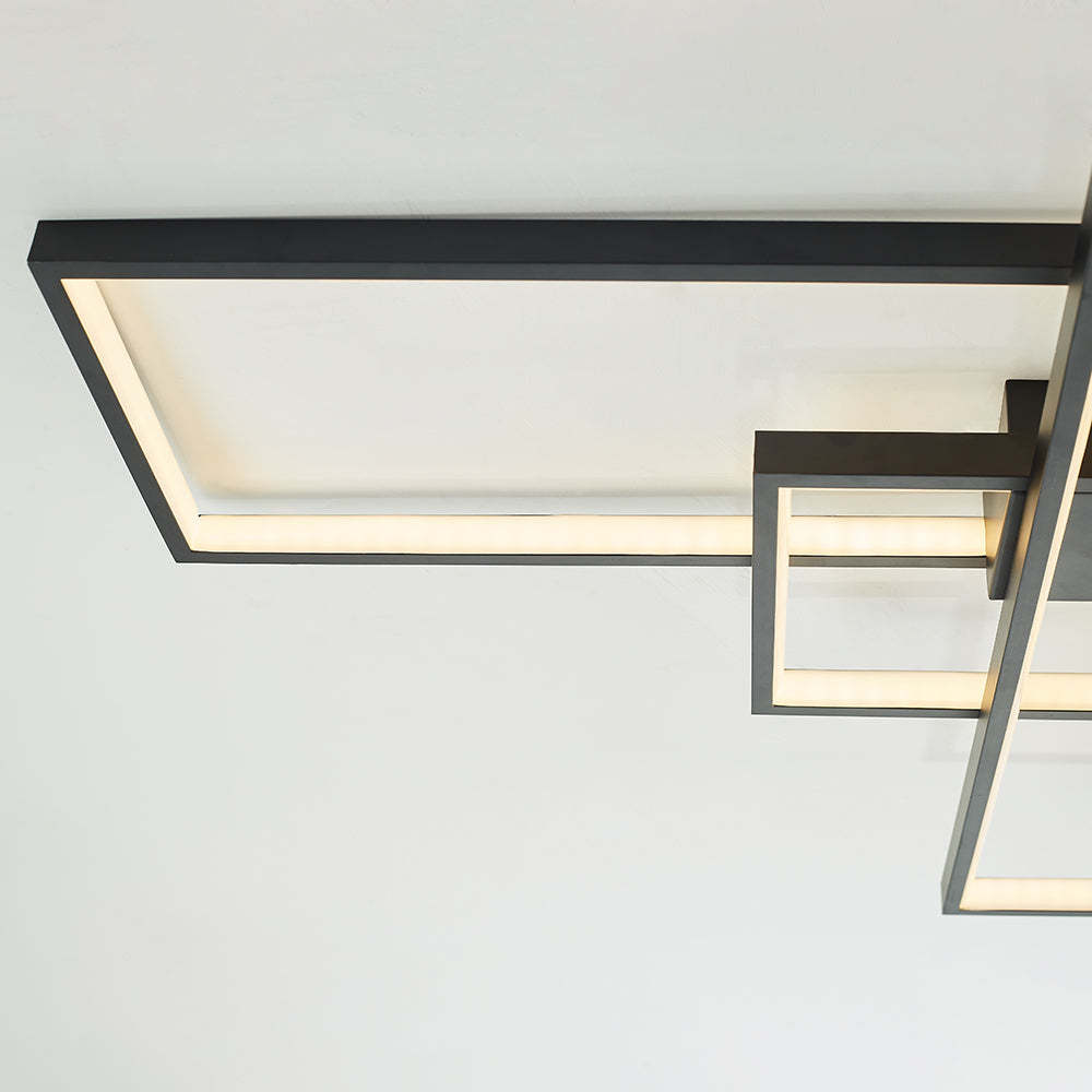 Black Bouvet rectangular ceiling light. Modern geometric design.