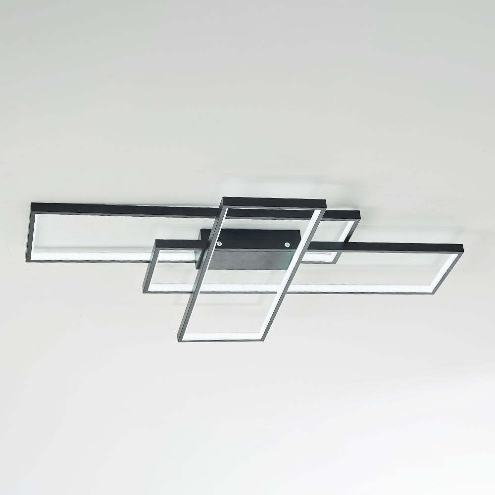 Bouvet black multi-rectangular LED ceiling light fixture.