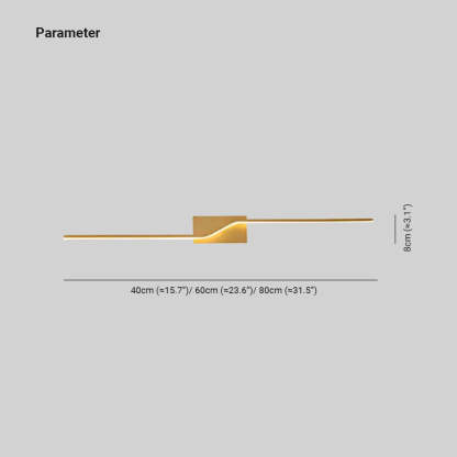 Edge wall lamp dimensions: 40cm, 60cm, 80cm. Modern gold lighting