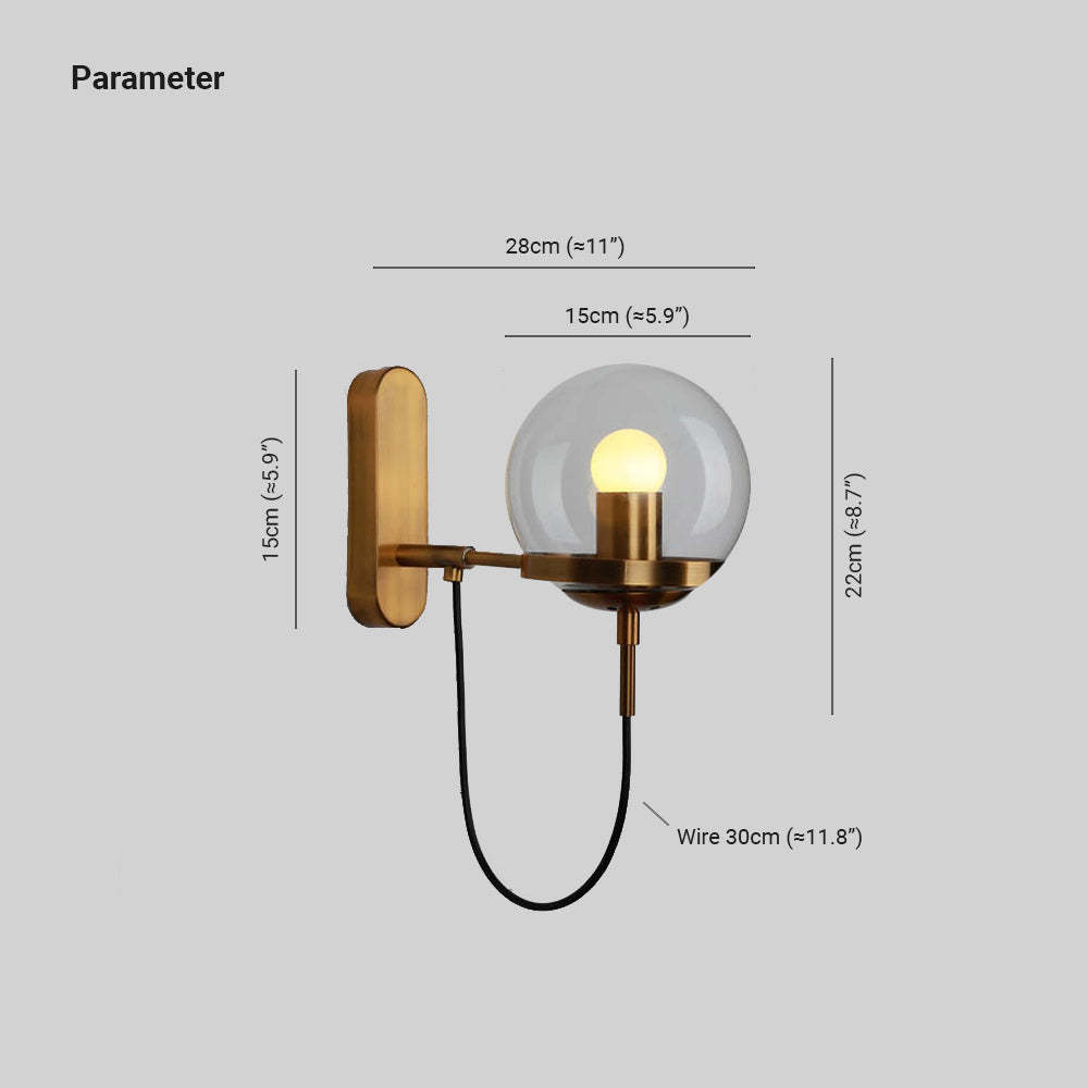 Alessio bronze wall lamp dimensions: 28cm wide, 22cm height.
