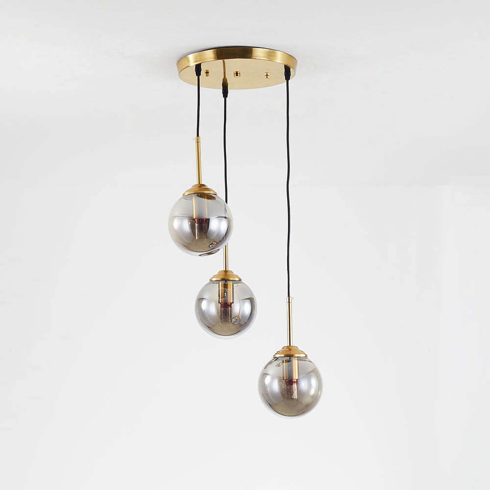 Valentina pendant light, smoke gray glass globes