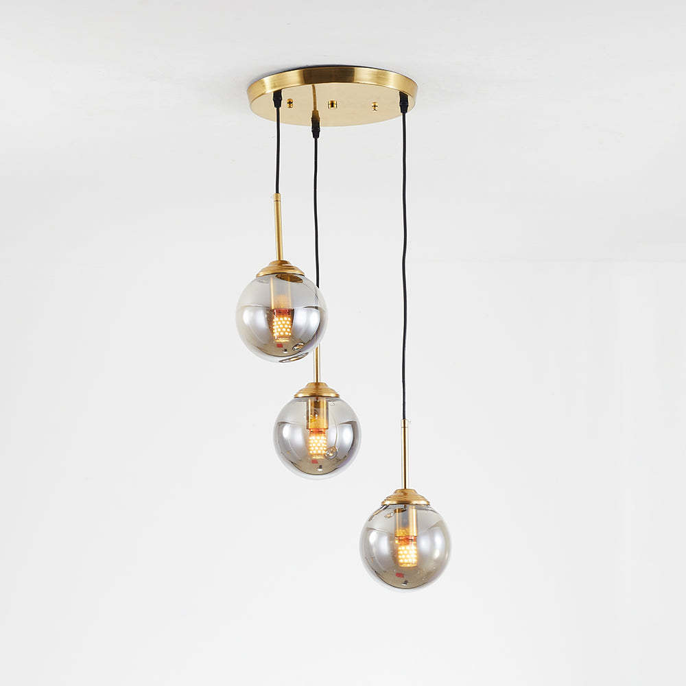 Valentina Pendant Light - 3 Smoke Gray Glass Globes