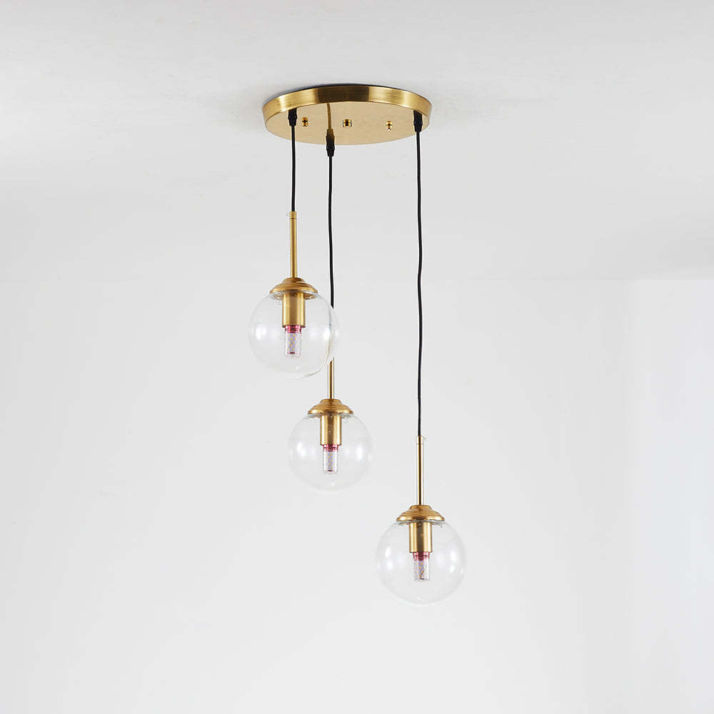 Valentina Clear Glass Ball Pendant Light - 3 lights
