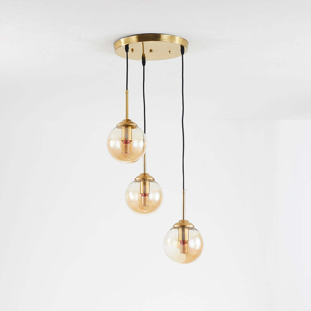 Valentina Pendant Light with Amber Glass Globes