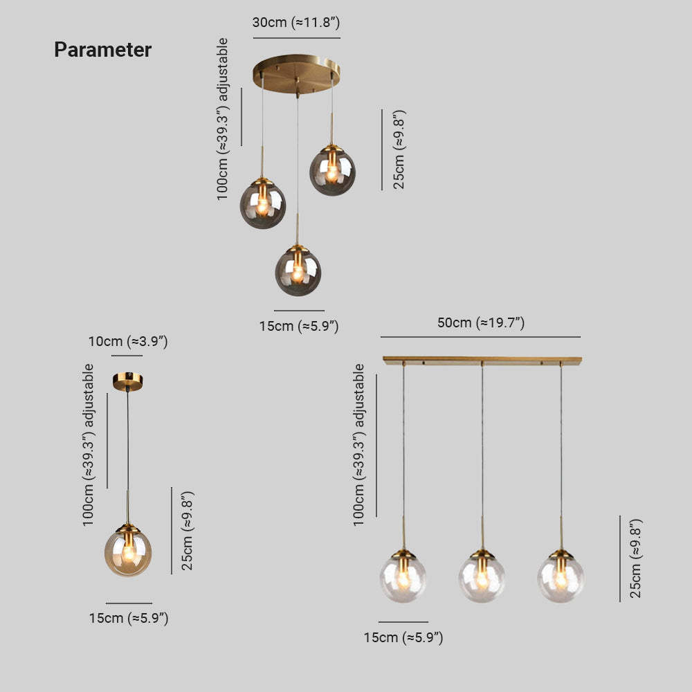 Valentina pendant light dimensions, adjustable and customizable