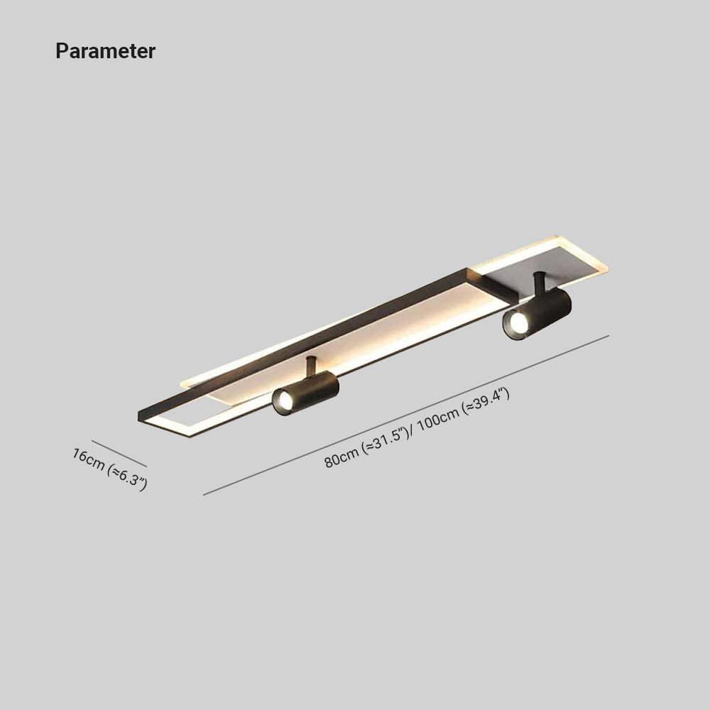 Modern Rectangular Ceiling Spot Light - Dimension Detail