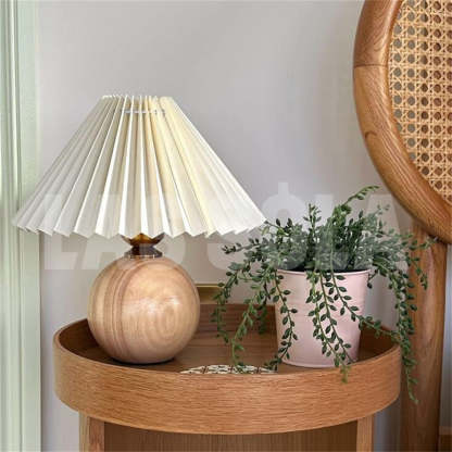 Vintage bedside table lamp with rattan base and fabric shade Ozawa Vintage Bedside Table Lamp Cream  Rattan Wood Ceramic