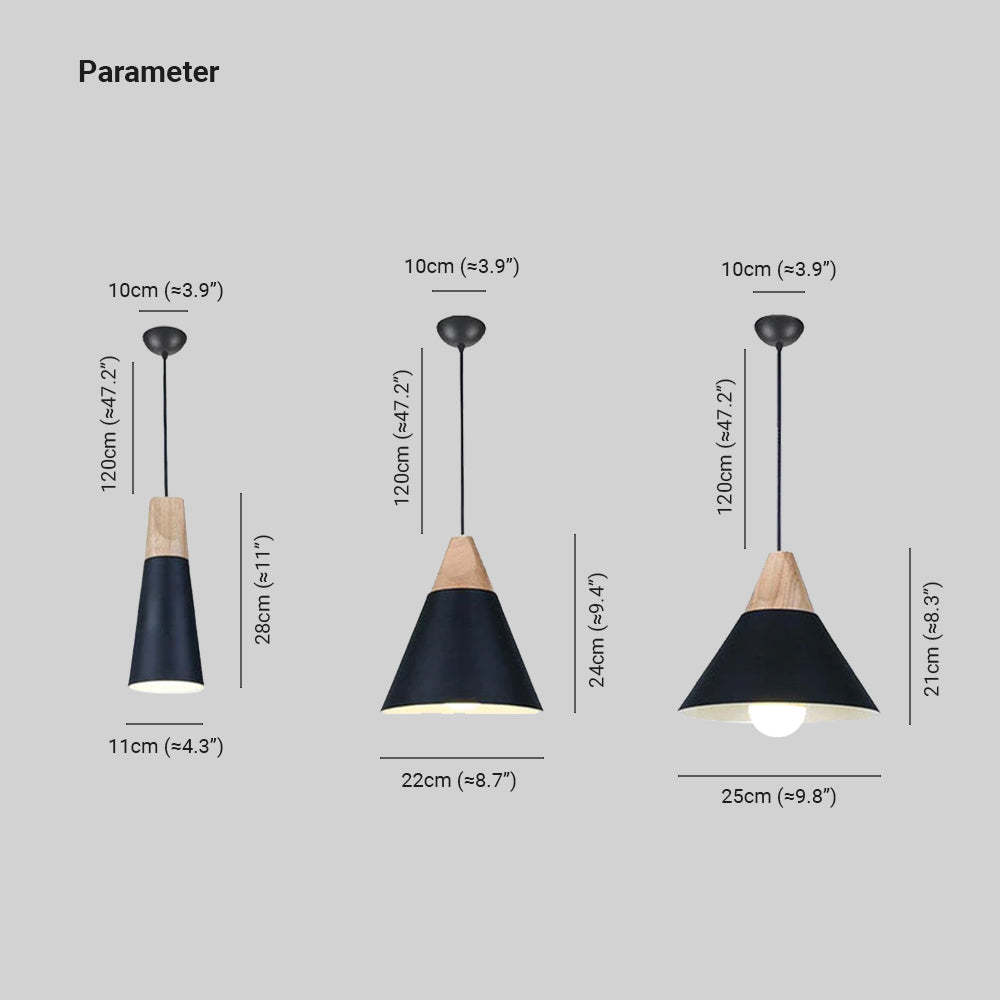 Morandi pendant light dimensions, including size and parameter