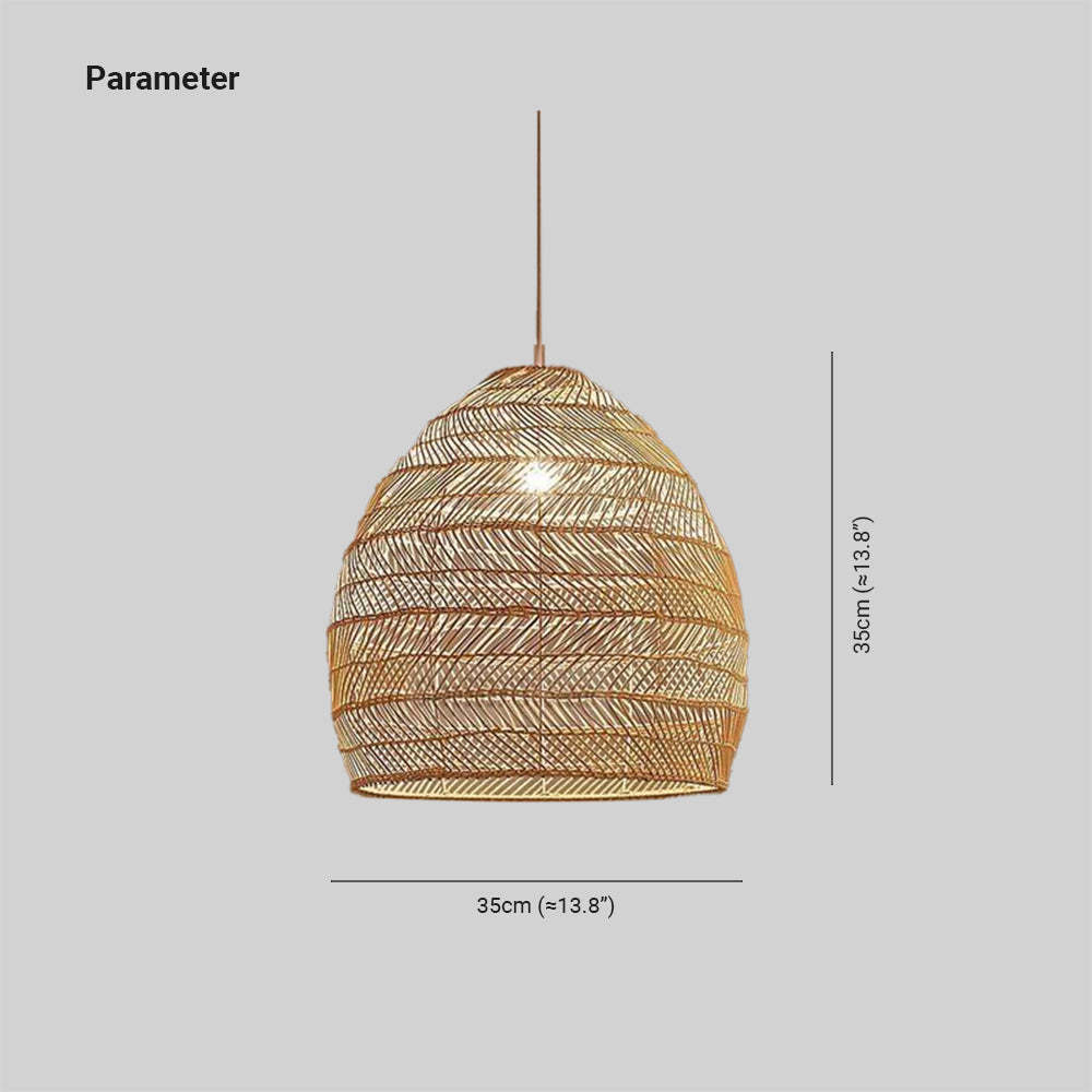 Muto Rattan Bamboo Pendant Light - Dimensions