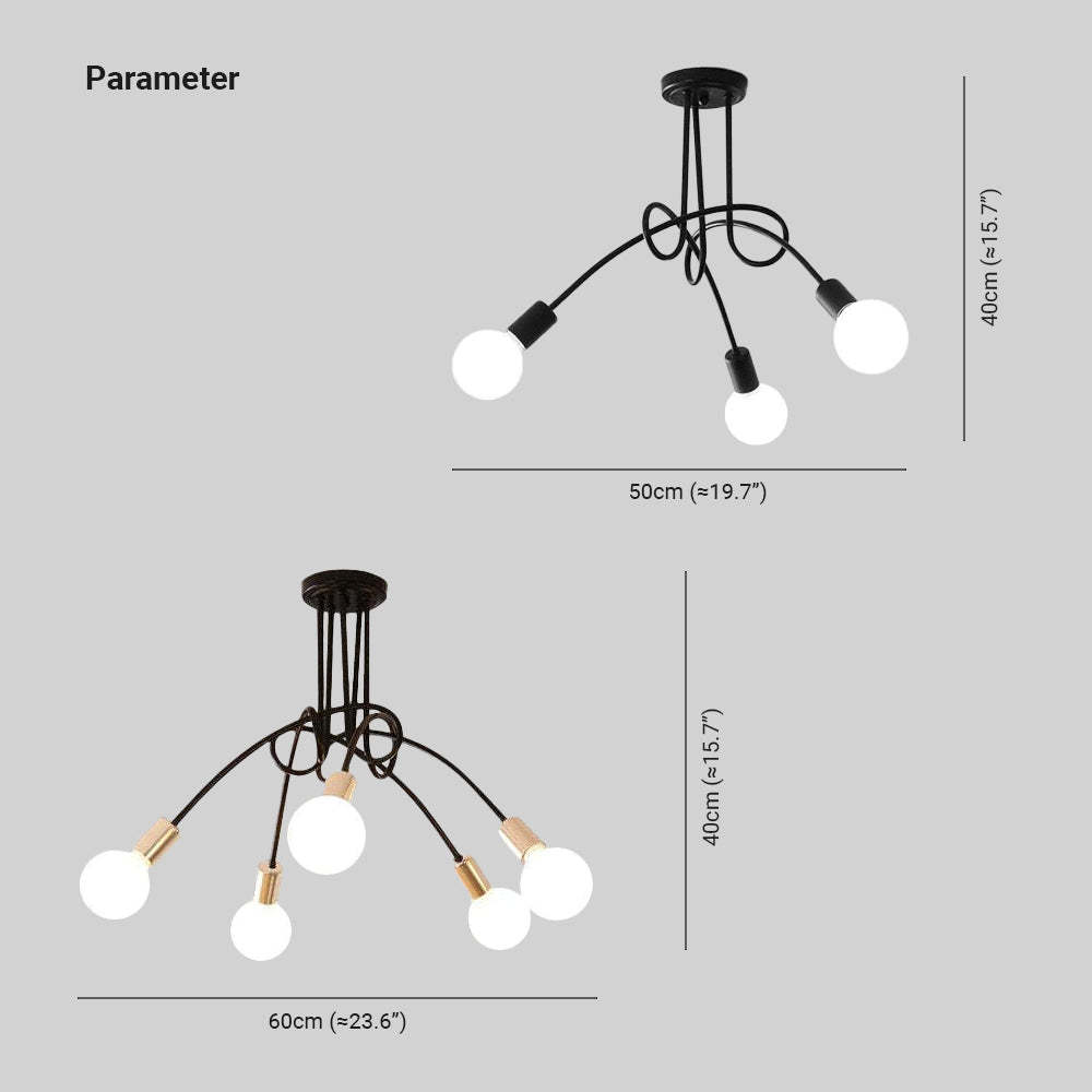 Valentina ceiling light dimensions, modern linear curve metal design