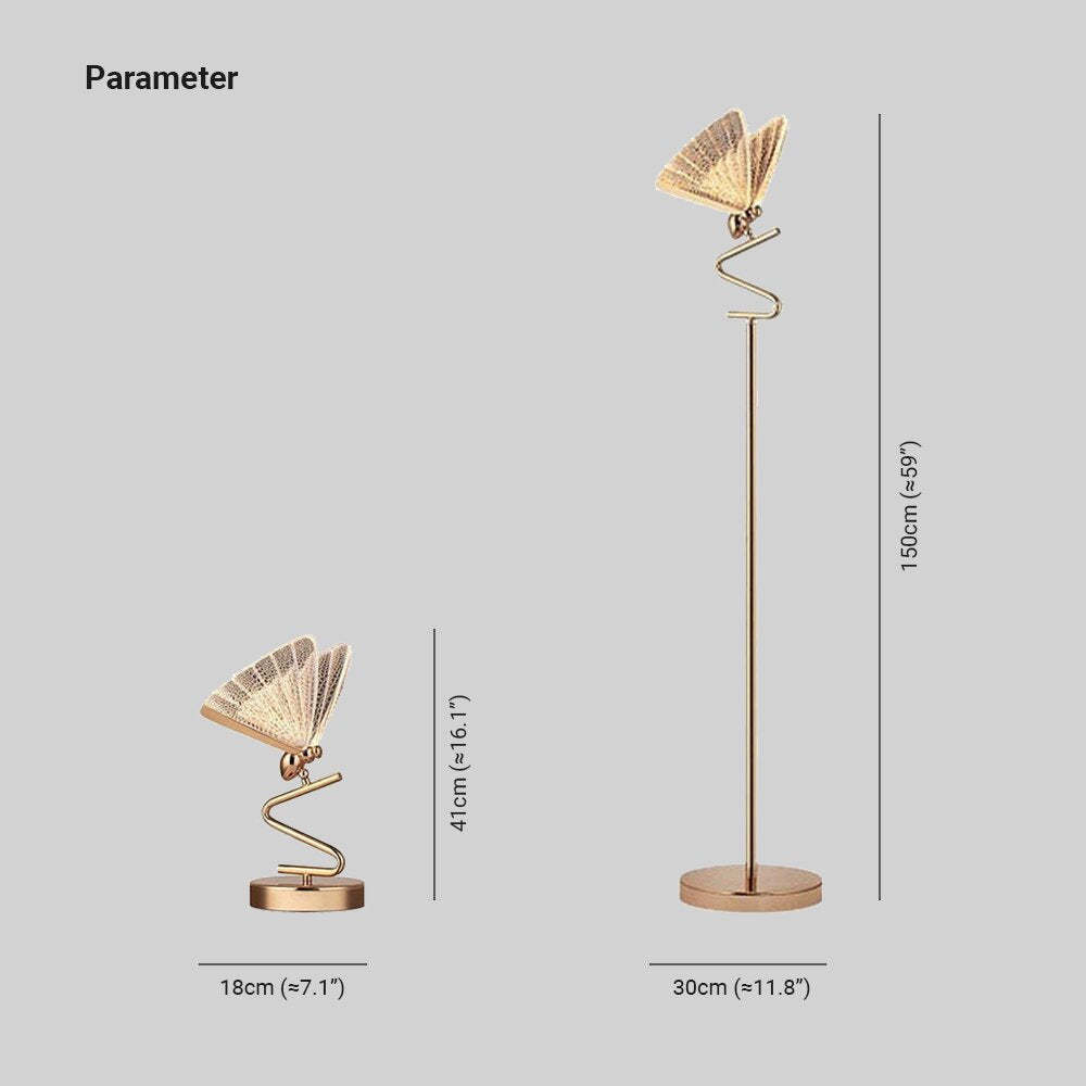 Kady Butterfly Lamp Dimensions: floor and table lamp sizes