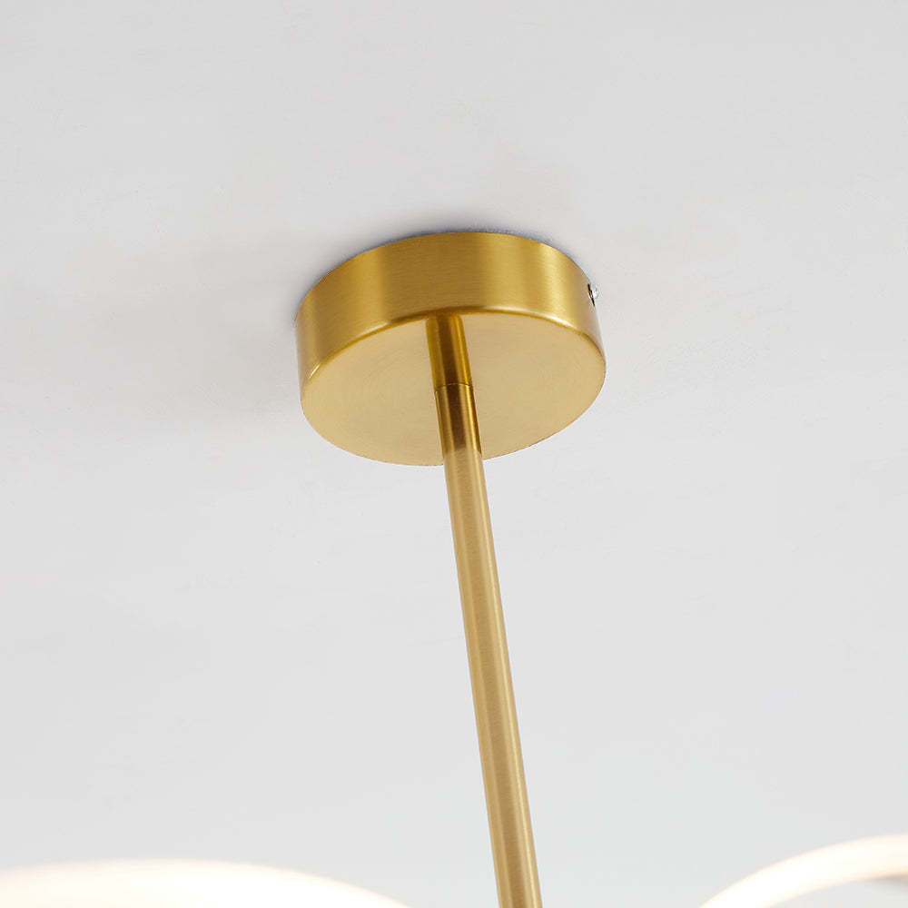 Gold canopy and stem of Carins Art Deco Chandelier