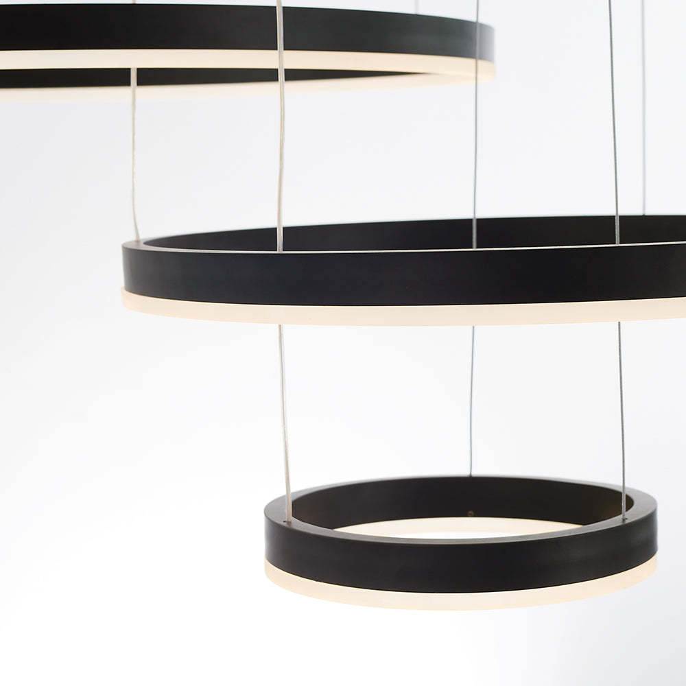 Arisha black LED pendant light. Modern circle lighting design. Arisha Modern Pendant Light Tir-Circle Metal