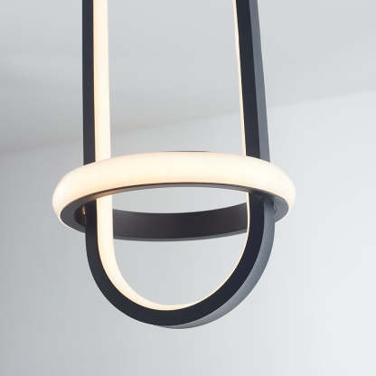 Nyla LED ring pendant light, black and gold detail
