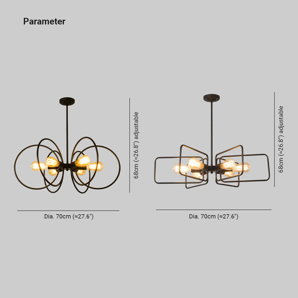 Alessio Chandelier dimensions: 70cm diameter, 68cm adjustable