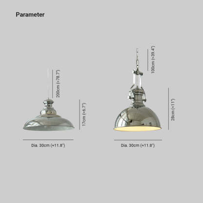 Alessio Industrial LED Pendant Light dimensions