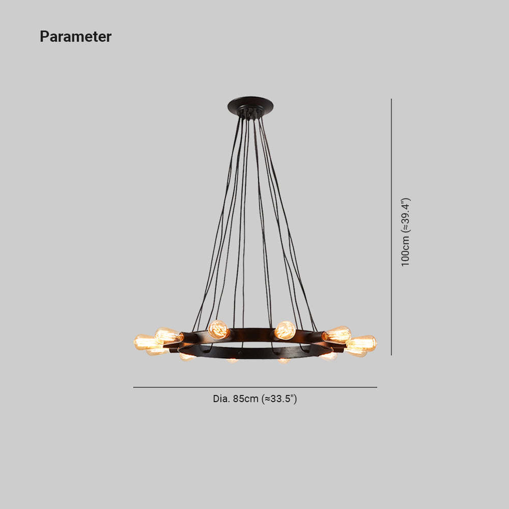 Alessio Chandelier Dimensions, Vintage LED lighting, Metal Frame