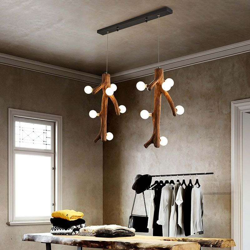 Austin Nordic LED Chandelier, wooden branch design