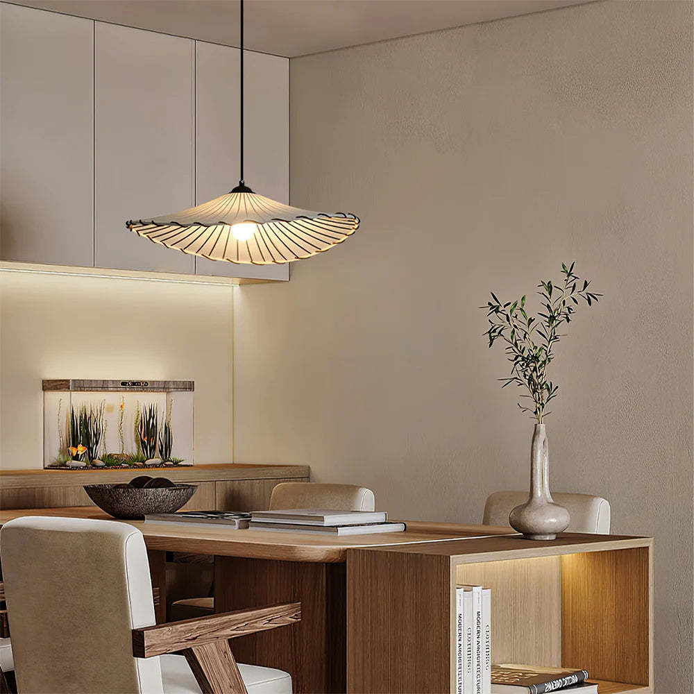 Wabi-Sabi pendant light over dining table, Lassola lighting