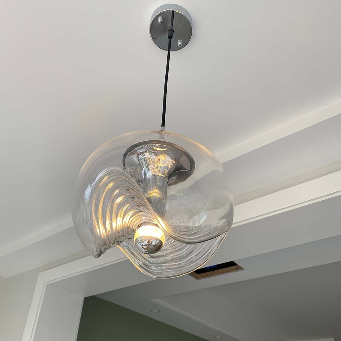 Modern Wave Glass Pendant Light, ceiling view
