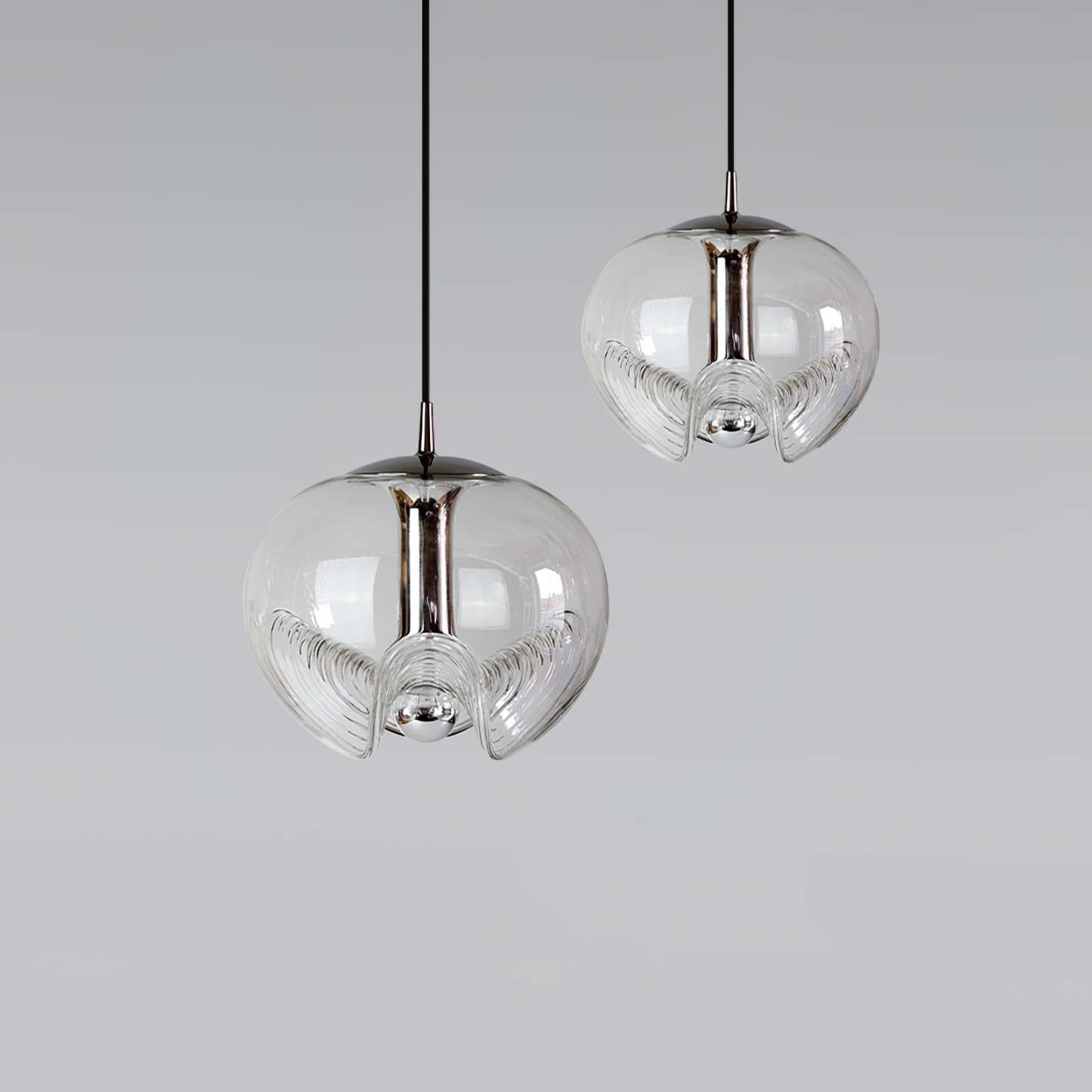 Hailie Modern Wave Glass Pendant Light, pair, close-up