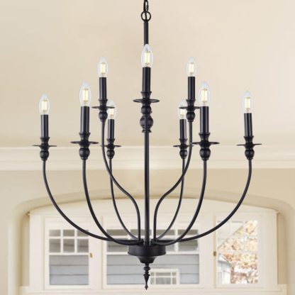 Black Silva LED Chandelier - Modern Living Room Lighting