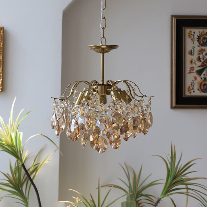Marilyn Retro Crystal Chandelier with Amber Crystals