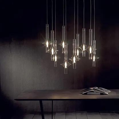 Hailie Minimalism Glass  Metal Pendant Light Bedroom Living Room