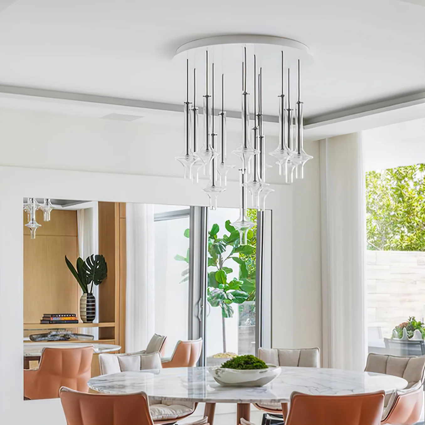 Hailie Minimalism Glass  Metal Pendant Light Bedroom Living Room