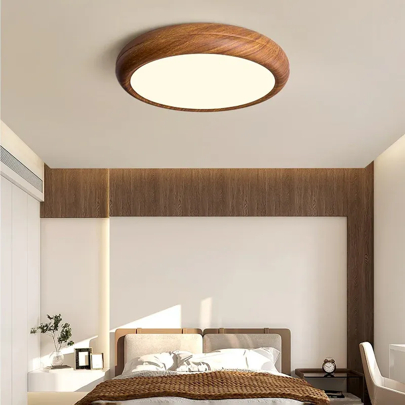 Ozawa Modern Minimalism Round Wood Ceiling Lamp Bedroom Dining Room