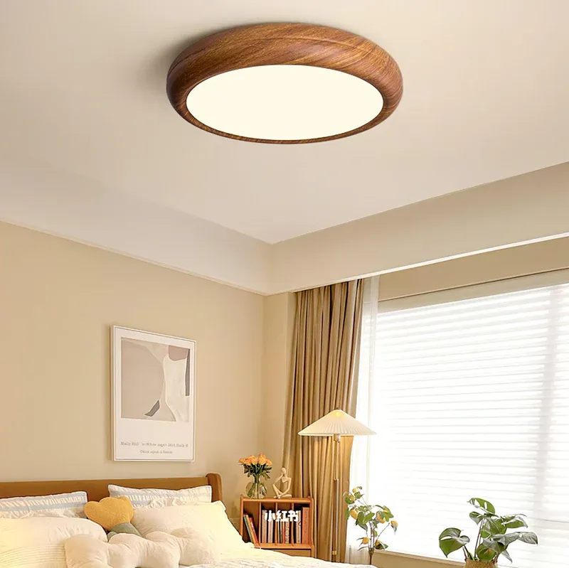 Ozawa Modern Minimalism Round Wood Ceiling Lamp Bedroom Dining Room