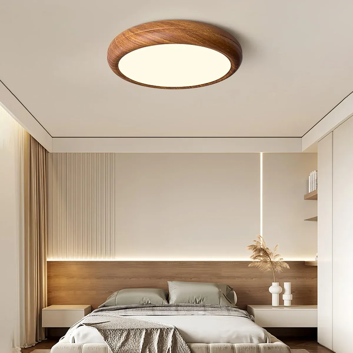 Ozawa Modern Minimalism Round Wood Ceiling Light Bedroom Dining Room