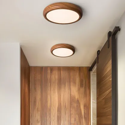 Ozawa Modern Minimalism Round Wood Ceiling Lamp Bedroom Dining Room