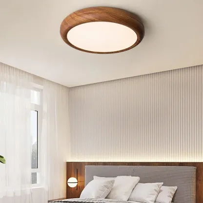 Ozawa Modern Minimalism Round Wood Ceiling Lamp Bedroom Dining Room