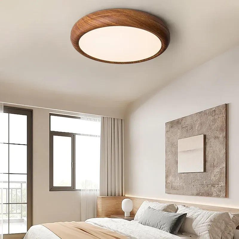 Ozawa Modern Minimalism Round Wood Ceiling Lamp Bedroom Dining Room