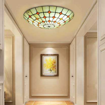 Eryn Retro ceiling light in hallway, stained glass design